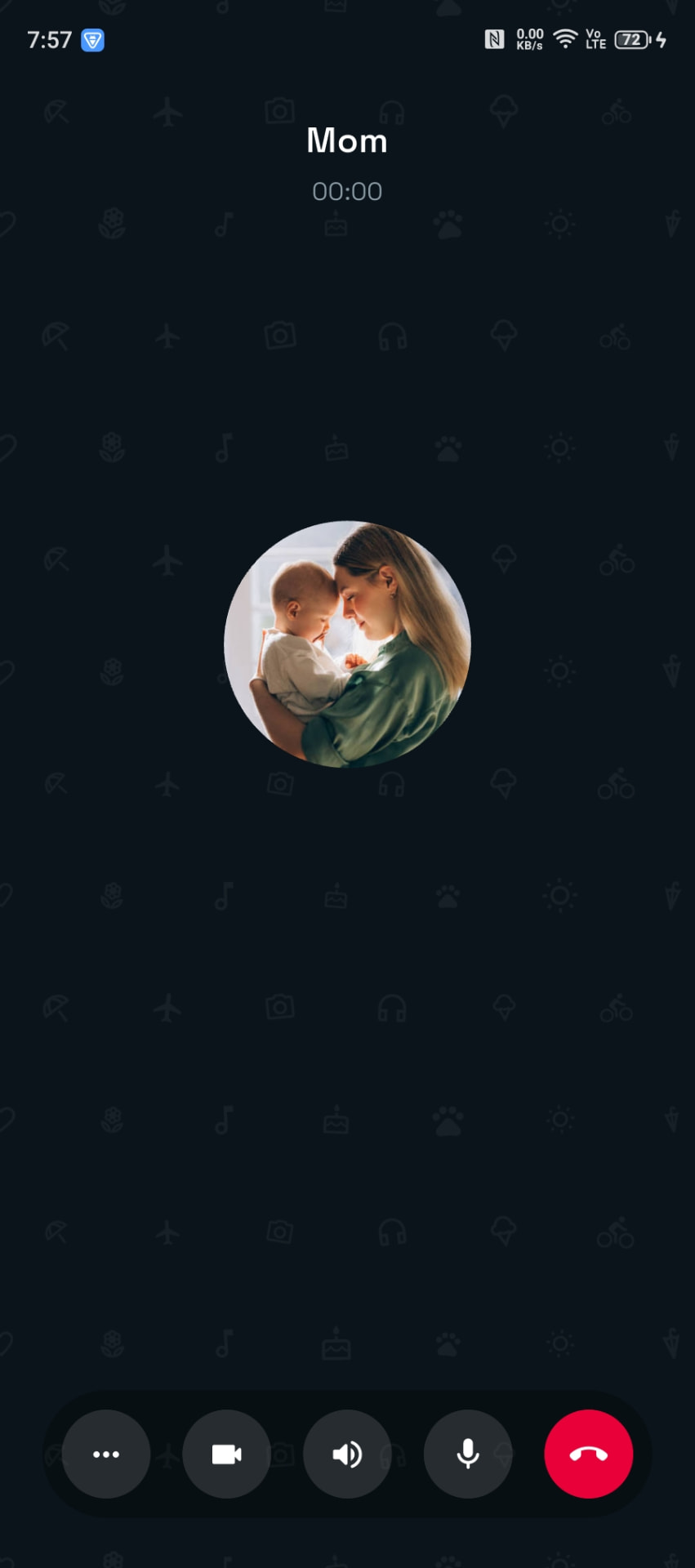 Dark call screen while audio keeps playing in the background