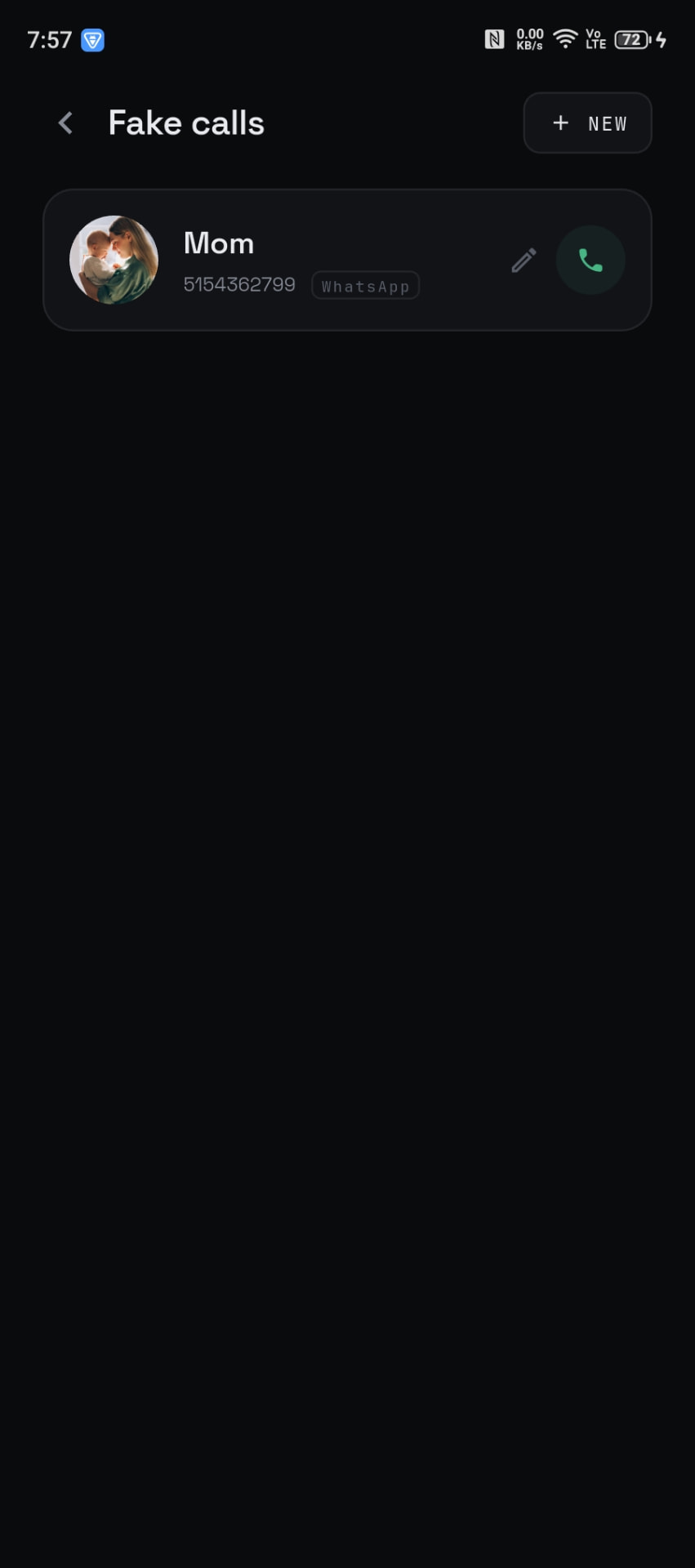 Saved fake call templates